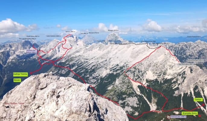 Wanderwege rund um den Vršič Pass, Kranjska Gora, Slowenien